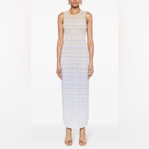 Sandro Beige and Blue Maxi Dress